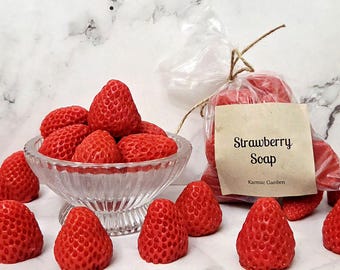 Strawberry Soap - Set of 12 - Mini Soaps - Fruit Shaped