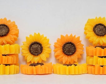 Sunflower Soap - Set of 2 - Set of 4 - Yellow Sunflower - Orange Sunflower - Guest Soap - Favors