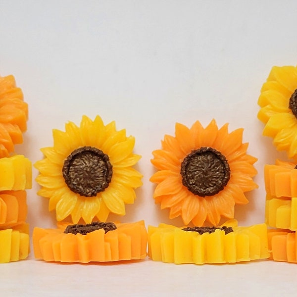 Sunflower Soap - Set of 2 - Set of 4 - Yellow Sunflower - Orange Sunflower - Guest Soap - Favors