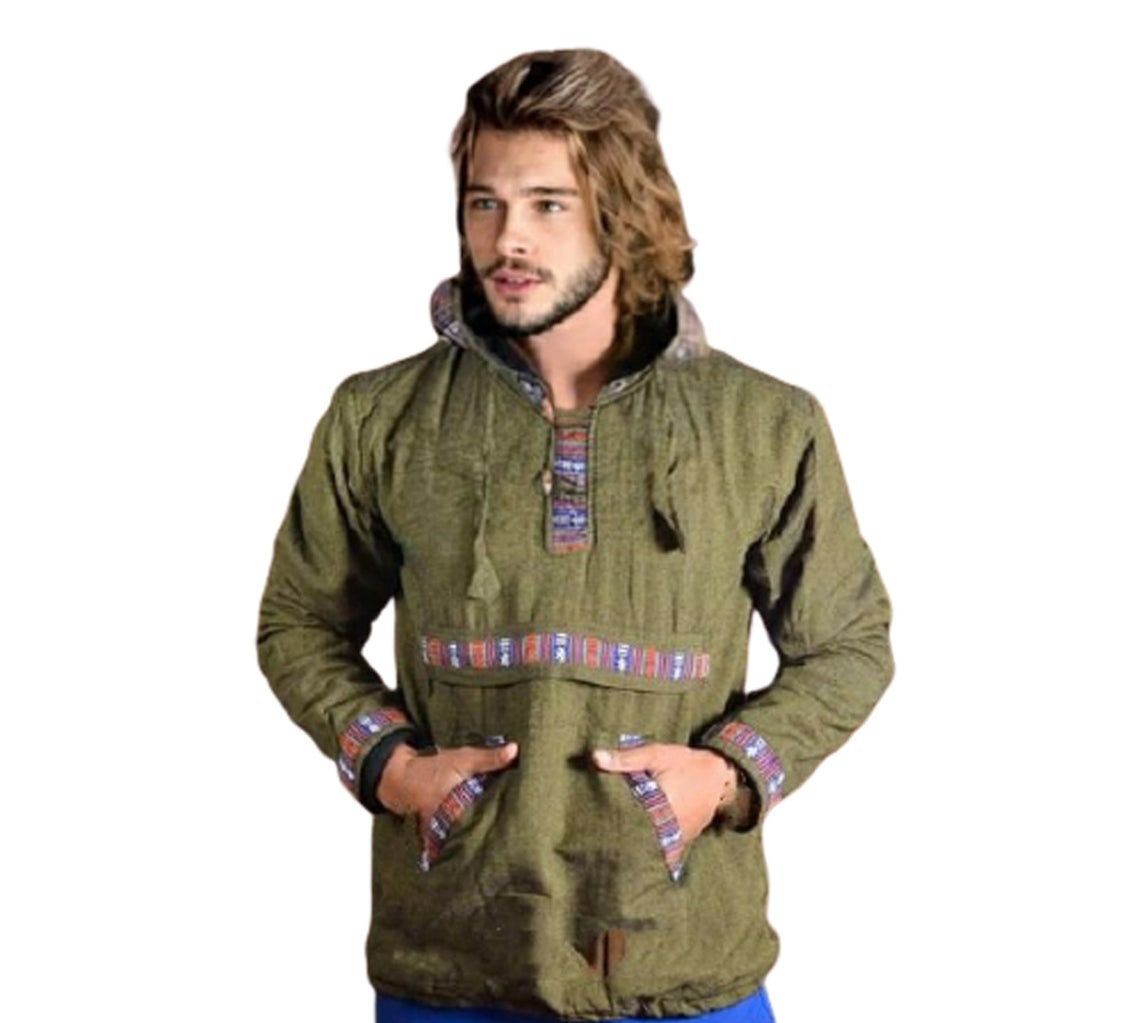 Hemp Hoodie Blue Color 100% Hemp Handwoven Boho Hoodie - Etsy UK