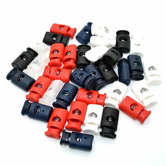 Single Hole Cord Stopper Lock Toggle Laces Stop End ⋆ Metal Spring ⋆ 5 Colours ⋆