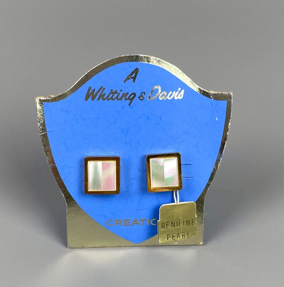 Vintage 1970s Mother of Pearl Earrings by Whiting… - image 2