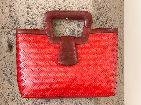 Vintage 1960s Snakeskin & Straw Handbag | 60s Phil