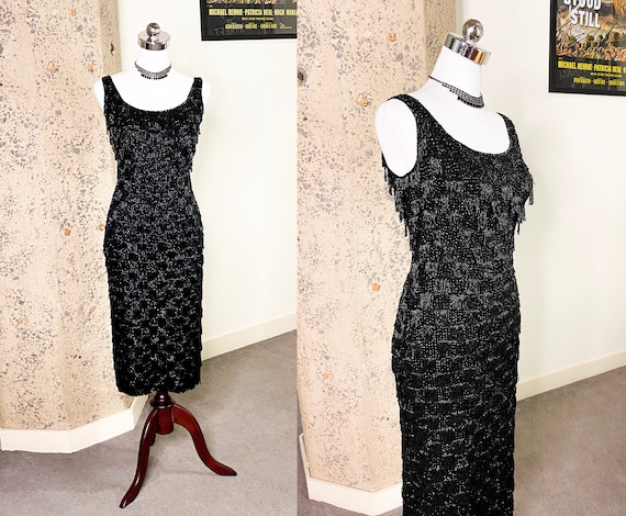 1950s Gene Shelly Fringe Dress | XS Small Medium |