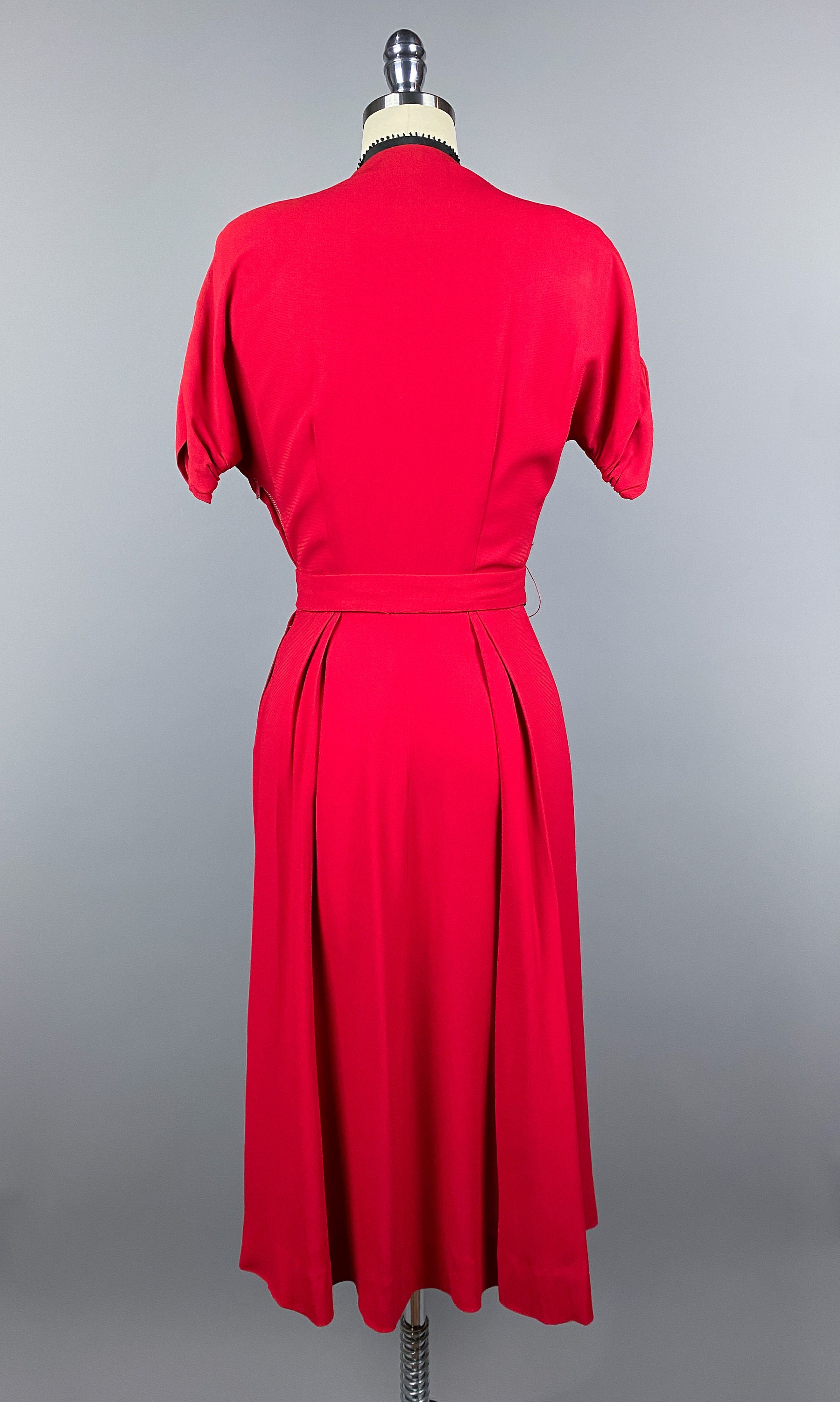 Vintage 1940s Dress by Mary Muffet Small XS 40s Red Rayon - Etsy