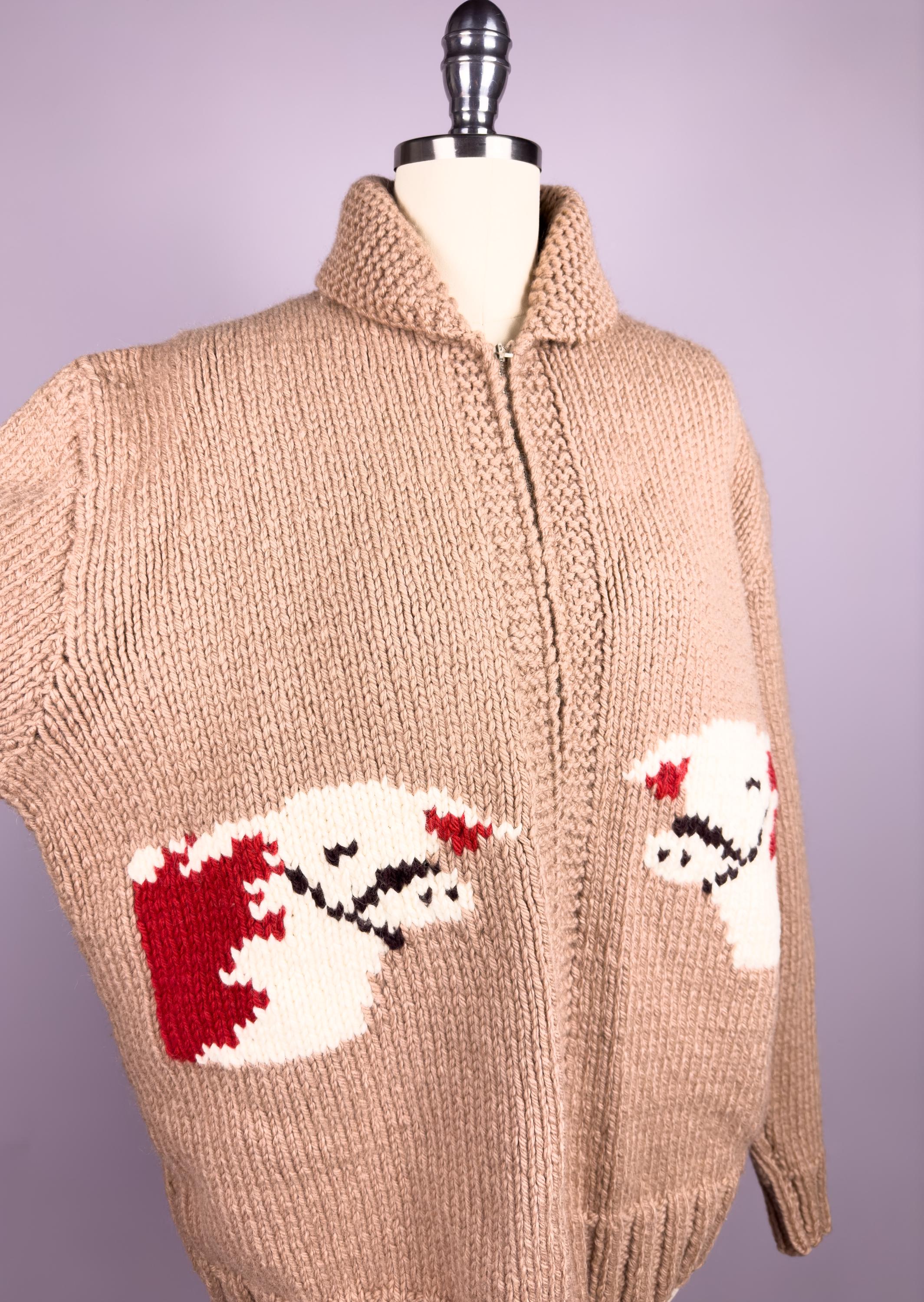 1950年代のヴィンテージ カウチンセーター | XL、特大 | 手編みウール 