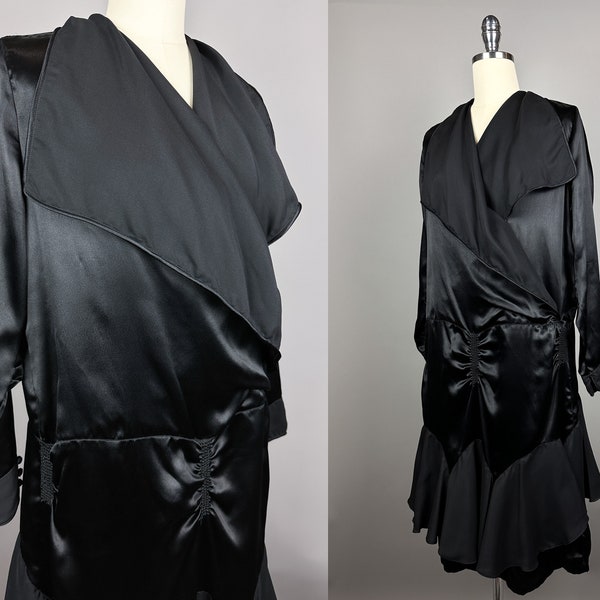 Vintage 1920s Dress | Small, Medium | 20s 1930s Art Deco Dress in Crepe-Backed Liquid Satin