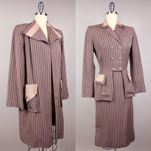 Vintage 1940s Suit by Utah Tailoring Mills | Small, XS | 40s Matching Set of Wool Jacket, Skirt and Coat, Three-Piece Suit with Topper