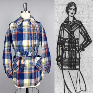 Vintage 1930s Wool Jacket | XS, Small | Rare 30s Plaid Jacket by Utah Woolen Mills, Utah Tailoring Mills, Celluloid Buttons + Belt