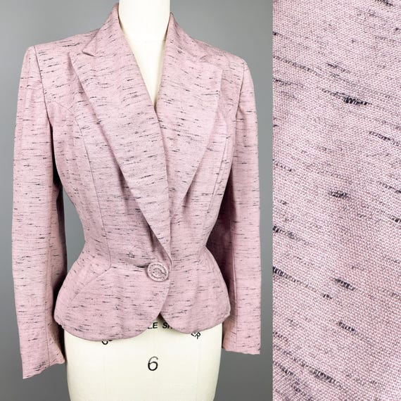 Vintage 1950s Jacket by Kraeler | Medium | 50s Pink Wool Jacket, Miron 100% Virgin Wool, Ultra Hourglass Shape, Cinched Waist