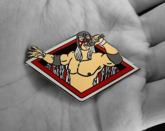 The Great Sasuke Karaoke Enamel Pin (NJPW WWE FMW Michinoku Pro Wrestling)