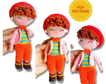 Padrão de Crochê para Boneco Amigurumi: Menino Feliz Nicky (Padrão em PDF)
