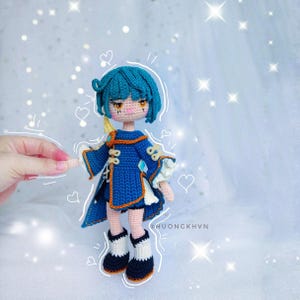 Gehaakt patroon Xingqiu-pop: Genshin Impact Amigurumi (pdf-patroon)