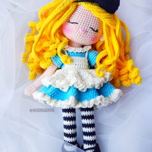 Crochet doll pattern, amigurumi doll pattern, Sleeping Alice pattern,  pdf crochet pattern, English pattern, pdf pattern,  amigurumi pattern