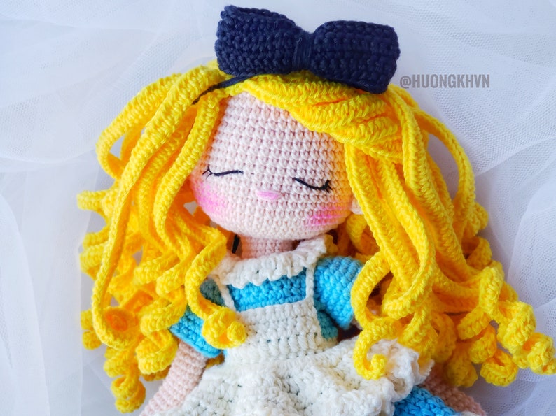 Crochet doll pattern, amigurumi doll pattern, Sleeping Alice pattern,  pdf crochet pattern, English pattern, pdf pattern,  amigurumi pattern