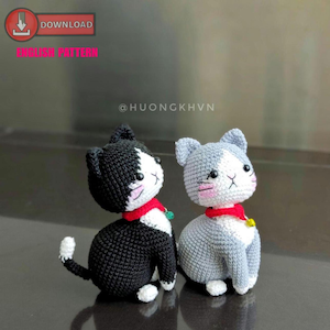 Sitting Tuxedo kitten amigurumi pattern | crochet cat pattern | amigurumi cat | crochet tuxedo cat| English pattern | easy crochet pattern