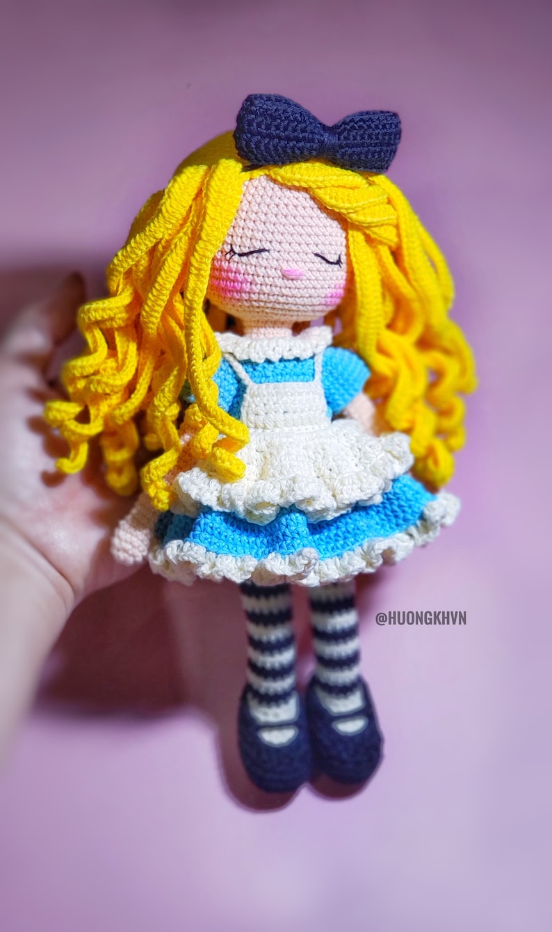 Crochet doll pattern, amigurumi doll pattern, Sleeping Alice pattern,  pdf crochet pattern, English pattern, pdf pattern,  amigurumi pattern