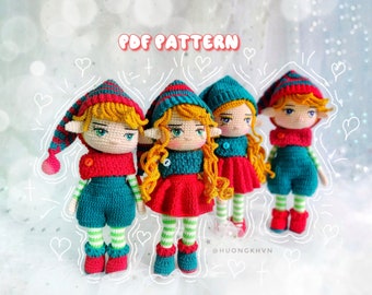 Christmas Elves Crochet Doll Pattern: Amigurumi Jin and Joe (PDF)