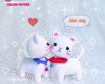Amigurumi Cat Crochet Pattern: Standing White Kitten (English Pattern)