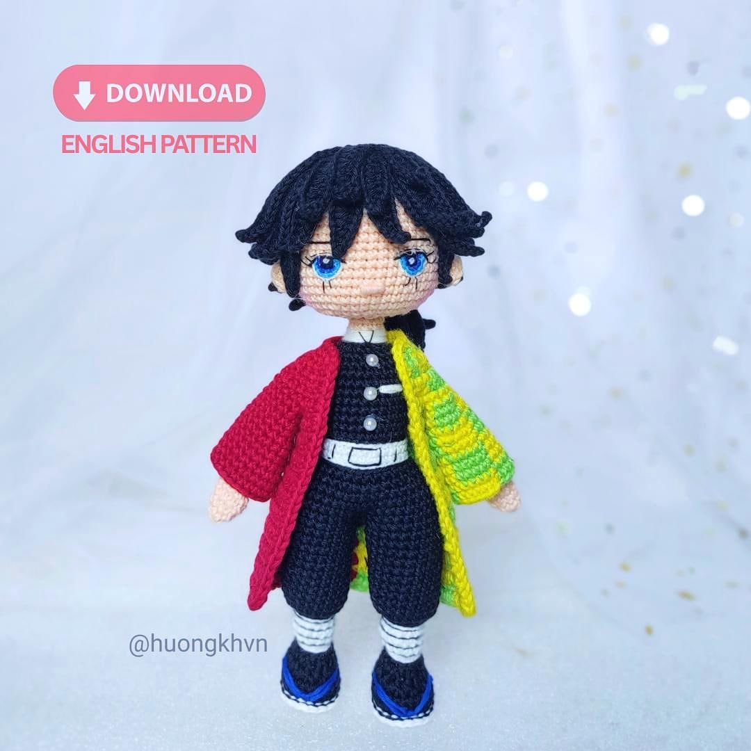 Crochet Ryu Giyu Crochet Pattern, Demon Slayer Amigurumi PDF, Anime Doll Crochet ...
