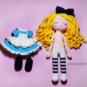 Crochet doll pattern, amigurumi doll pattern, Sleeping Alice pattern,  pdf crochet pattern, English pattern, pdf pattern,  amigurumi pattern