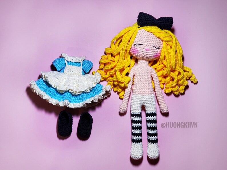 Crochet doll pattern, amigurumi doll pattern, Sleeping Alice pattern,  pdf crochet pattern, English pattern, pdf pattern,  amigurumi pattern