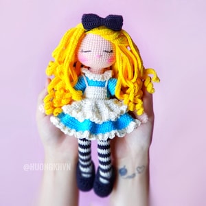 Crochet doll pattern, amigurumi doll pattern, Sleeping Alice pattern,  pdf crochet pattern, English pattern, pdf pattern,  amigurumi pattern