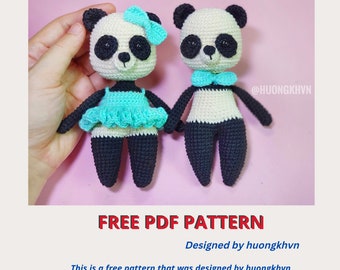 Panda coupe Free Crochet Pattern Design By huongkhvn, Amigurumi Pattern, Toys For Kids English PDF file only - No Finished Toy Included