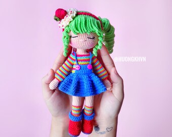 Crochet doll pattern,amigurumi, Elly pattern,  pdf crochet pattern, English pattern