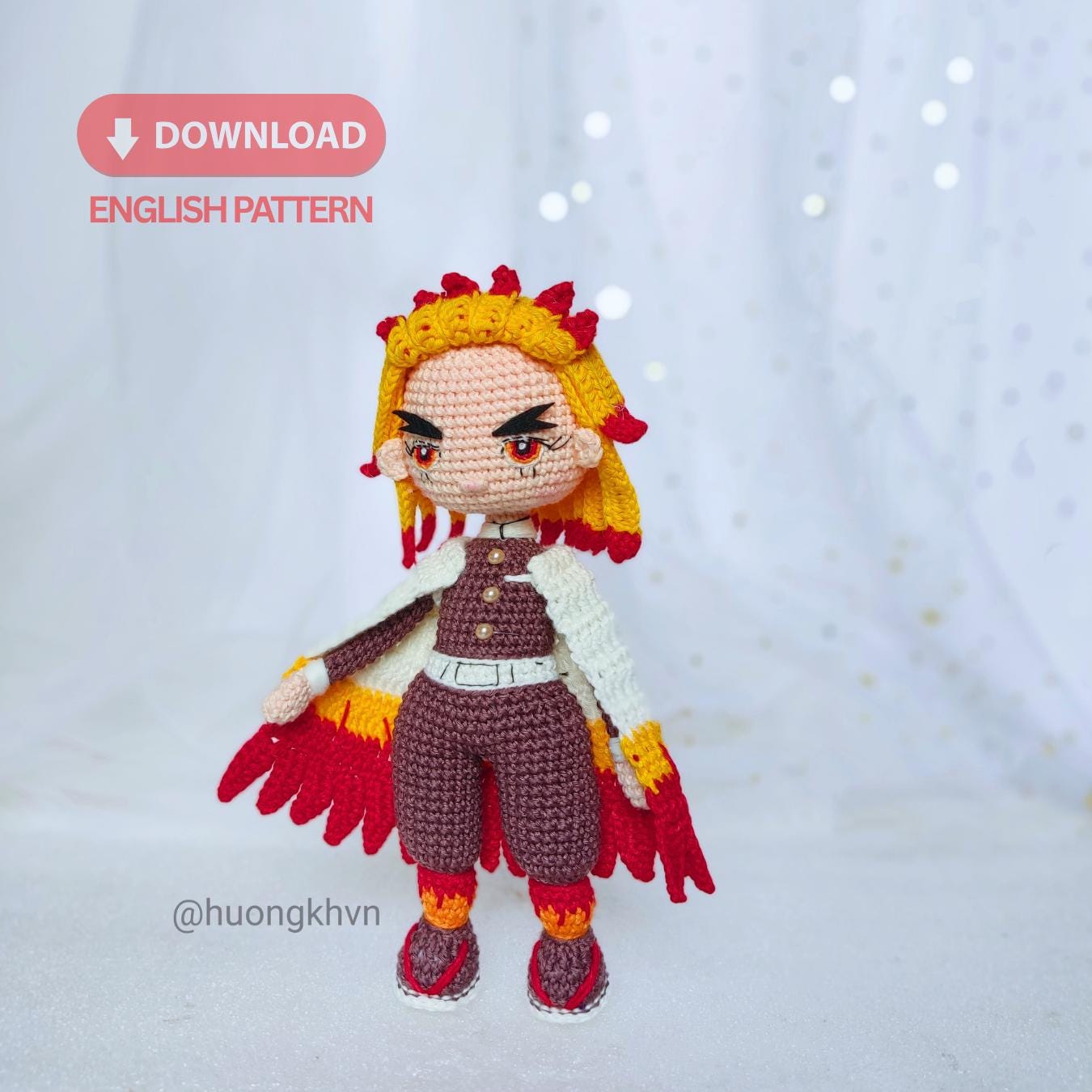 Renguko Pattern Rengoku Crochet Pattern, Demon Slayer Amigurumi PDF, Anime Doll Crochet ...