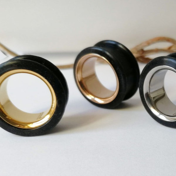 1 Paar Silikon Stahl Flesh Tunnel Ear Silicone Plug Ohr Piercing Silber Gold  Rosegold 8- 20 mm
