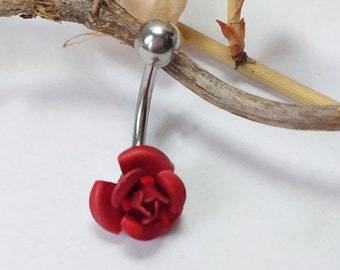 Bauchnabelpiercing Banane Rose Blütenpiercings besonderer Piercingschmuck Stein Länge 8 mm