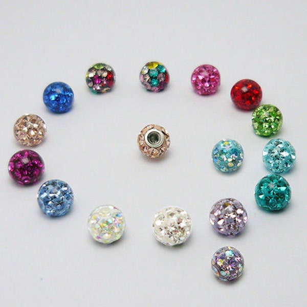 Piercing vis fermeture boule de remplacement boule époxy Ferido cristal paillettes différentes couleurs boule piercing nombril piercing langue