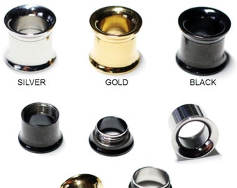 1 Paar Flesh Tunnel Stahl Gewinde Ohr Plug Piercing Double Flared Hollow Edelstahl Tube Gold silber schwarz Chirurgenstahl Mens jewelry