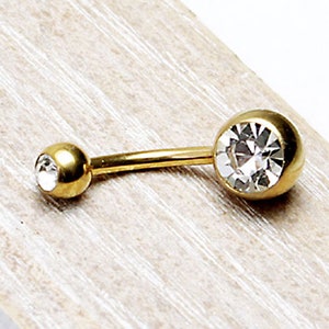 Bauchnabelpiercing Banane Kugel Ball Multicristal Stein Gold Silber Chirurgenstahl Frauen Piercing Körperschmuck Bild 3