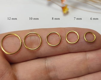 0,8 - 1,6 mm anneau de nez piercing de nez anneau de septum anneau de segment de nez anneau de poitrine lèvre oreille charnière clicker acier chirurgical or fin épais