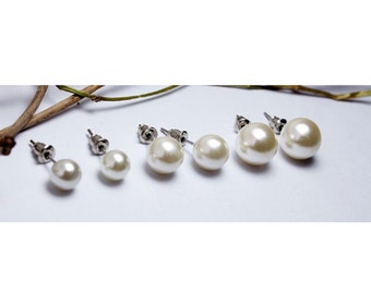 1 Paar Perlenohrstecker Ohrringe Perle Frau kleine große altweiß Ohrstecker Damen