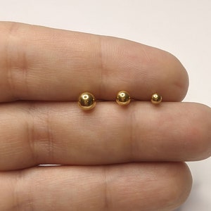 18k gold plating small ball stud earrings ball ball surgical steel stainless steel gold 3 mm 4 mm 5 mm small minimalist image 5