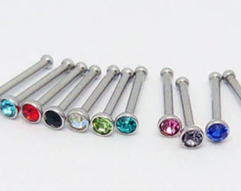 11er Set Nasenpiercing Zirkonia Piercing Nase Nasenstecker Stecker Strass Stein Chirurgenstahl medizinischer Stahl Edelstahl Farben