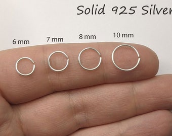 925er Silber 0,8 (20g) 0,6 (22g) Nasenring Nasenpiercing Septum Ring Nase Segmentring Lippe Ohr sehr dünn filigran Hoop Ring Tragus Helix