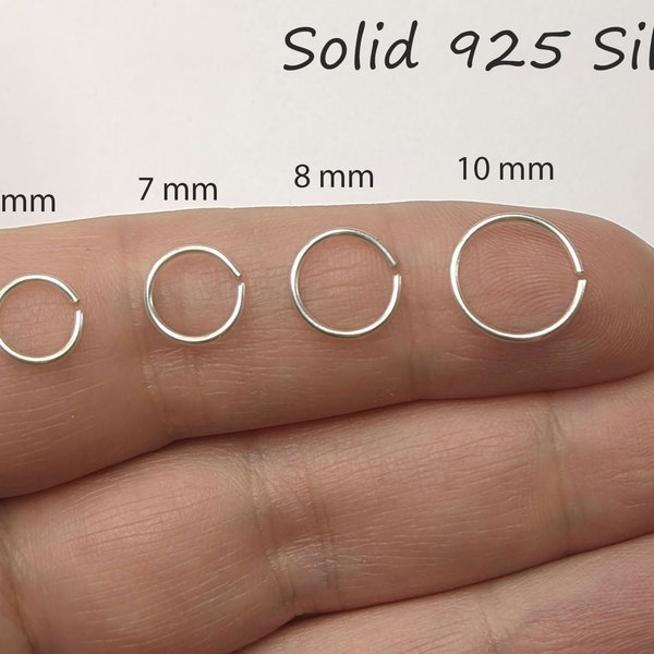925 silver 0.8 (20g) 0.6 (22g) nose ring nose piercing septum ring nose segment ring lip ear very thin filigree hoop ring tragus helix