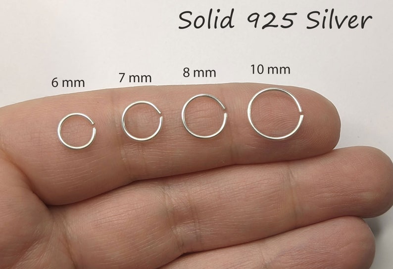 925er Silber 0,8 20g 0,6 22g Nasenring Nasenpiercing Septum Ring Nase Segmentring Lippe Ohr sehr dünn filigran Hoop Ring Tragus Helix Bild 1