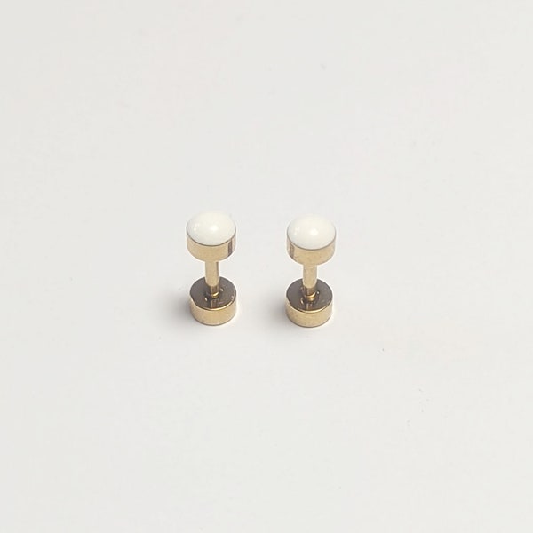 1 pair of white gold fake plug in different sizes/earring/fake plugs/helix/surgical steel earring fakeplugs 4-12mm