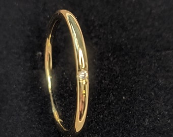 schmaler Gliederring Fingerspitzenring Fingerring schmal Ring  dünn vergoldet filigran Stapelringe  Midi-Ring gold zirkoniastein