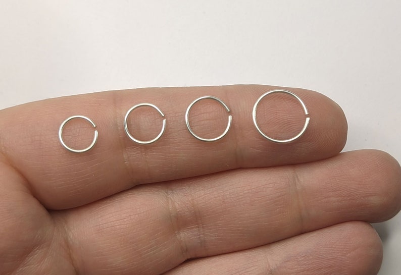 925er Silber 1/0,8/0,6 mm winzige mini creolen Ohrring sehr dünn filigran Hoop Ring Tragus Helix Conchpiercing ohrpiercing ohrring Bild 2
