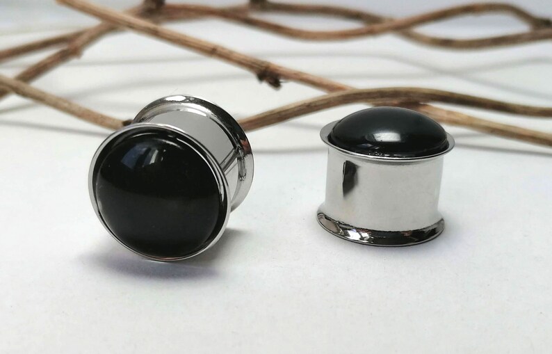 1 pair of Flesh Tunnel Steel Ear Plug Piercing Double Flared Hollow stainless steel tube gold rose silver black surgeon steel