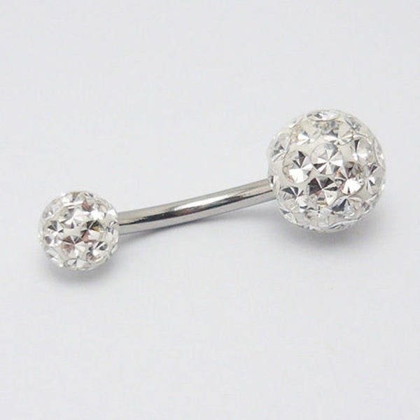 Bauchnabelpiercing Banane Kugel Ball Epoxy Ferido Glitzer Multikristall Stein Länge 6-16 mm