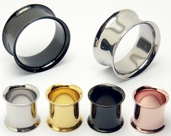 1 Paar Flesh Tunnel Stahl Ohr Plug Piercing Double Flared Hollow Edelstahl Tube Gold Rosègold silber schwarz Chirurgenstahl