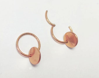 1 Paar Coin Münzen Creolen Ohrstecker Ohrclips Damen Ohrringe vergoldet Hoops schlicht mit Scheiben Anhänger geometrisch rosegold