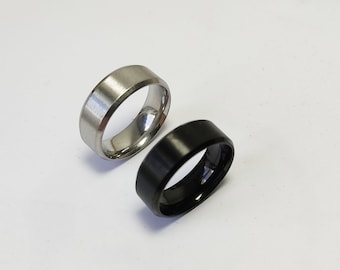 Matt Edelstahlring Fingerring Ring Edelstahl Silber Schwarz Herren Männer Ring einfach schlicht 8 mm breit dicker Herrenring Männerringe